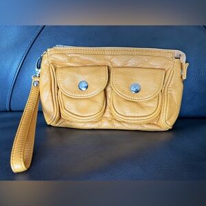 Leather Wristlet/Accessory Bag - Mustard Color